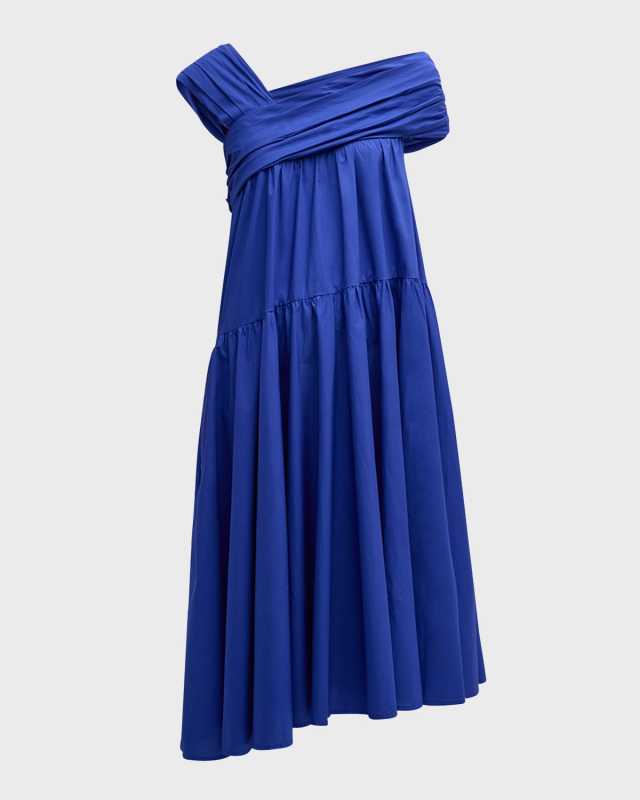 Crane Asymmetric Cotton Poplin Midi Dress
